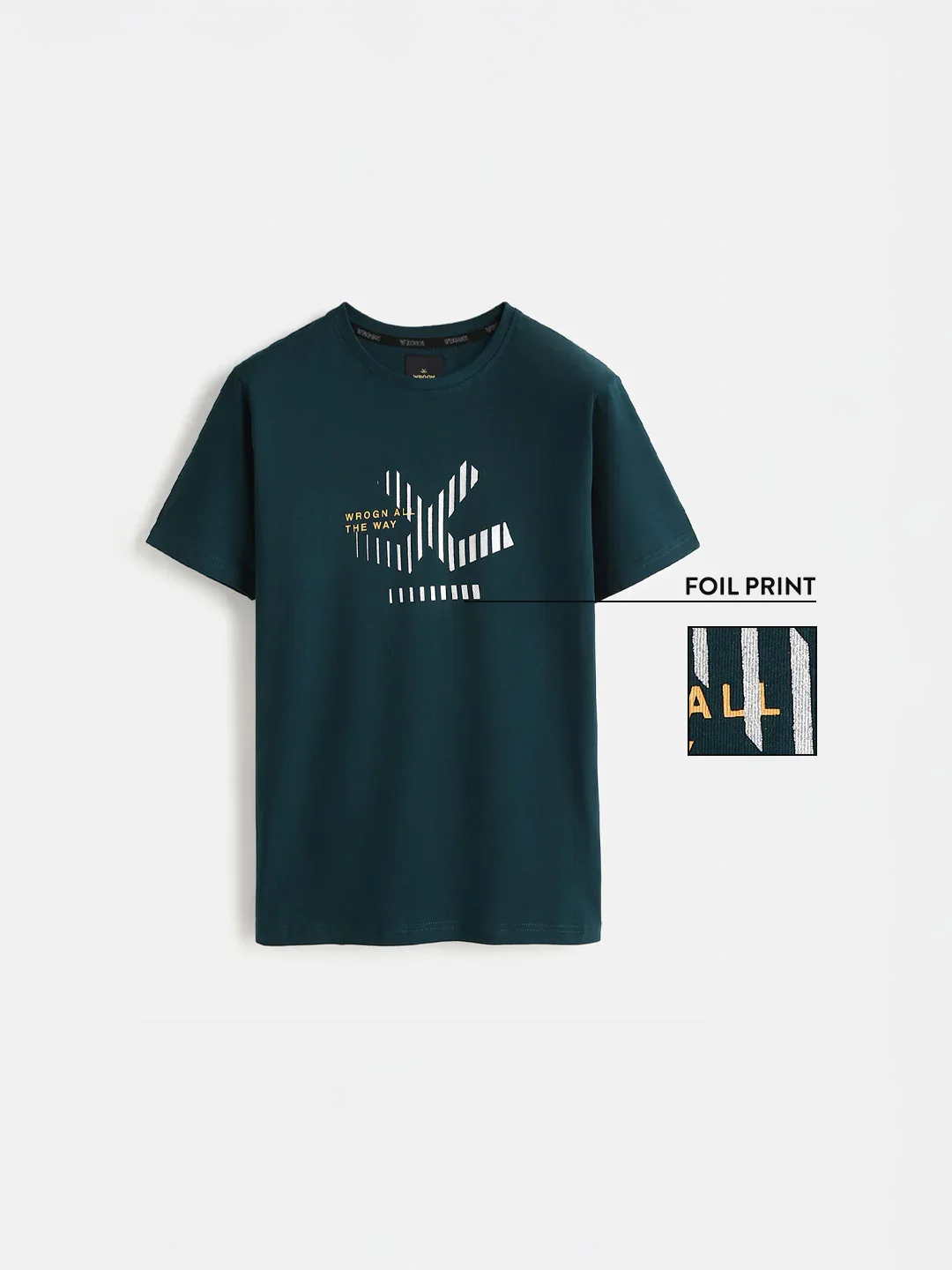 Foil Printed Slim Fit T-Shirt | Green - Image 2