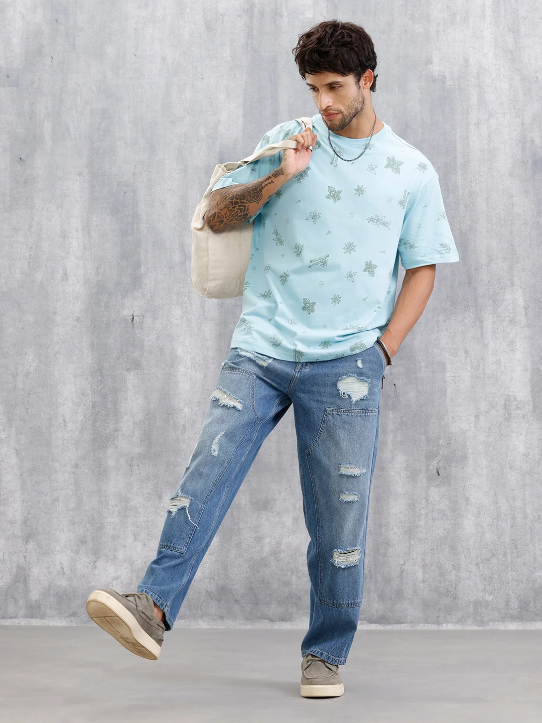 Food Inspired AOP T-Shirt | Light Blue - Image 2