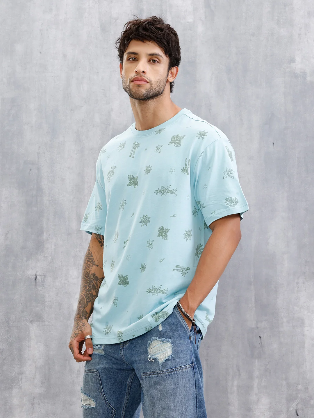 Food Inspired AOP T-Shirt | Light Blue - Image 4