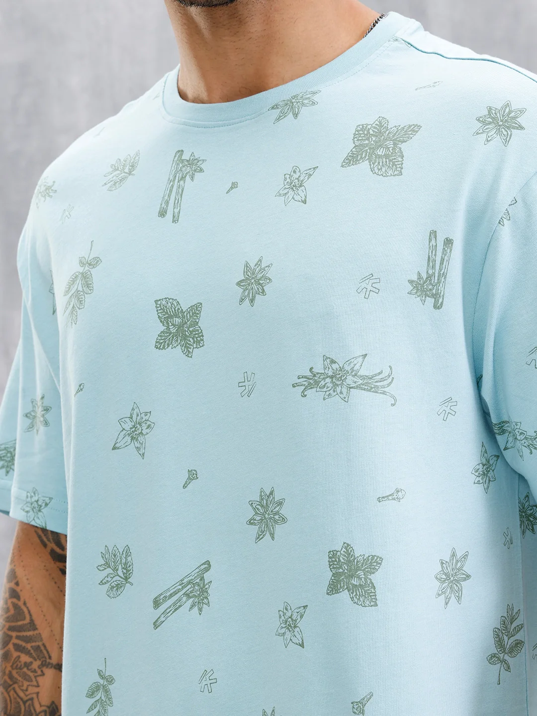 Food Inspired AOP T-Shirt | Light Blue - Image 5