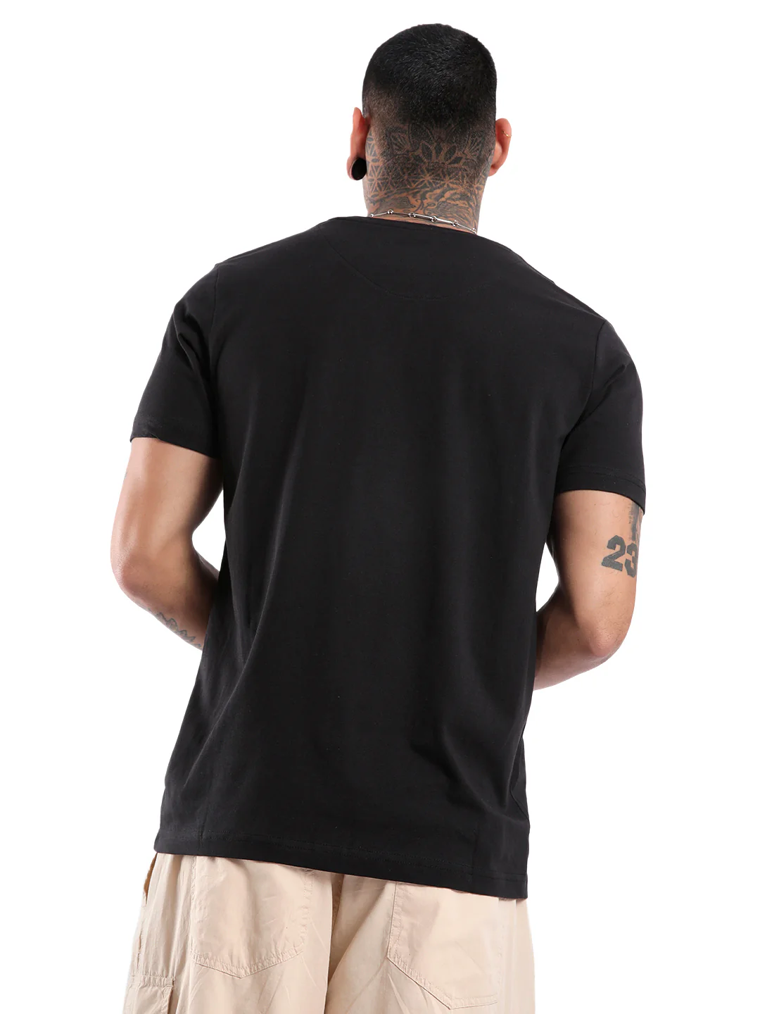 Glitched Logo Print Black T-Shirt - Image 4