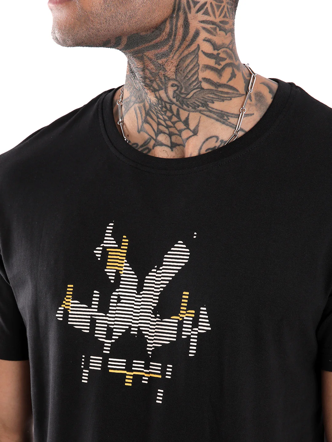 Glitched Logo Print Black T-Shirt - Image 6