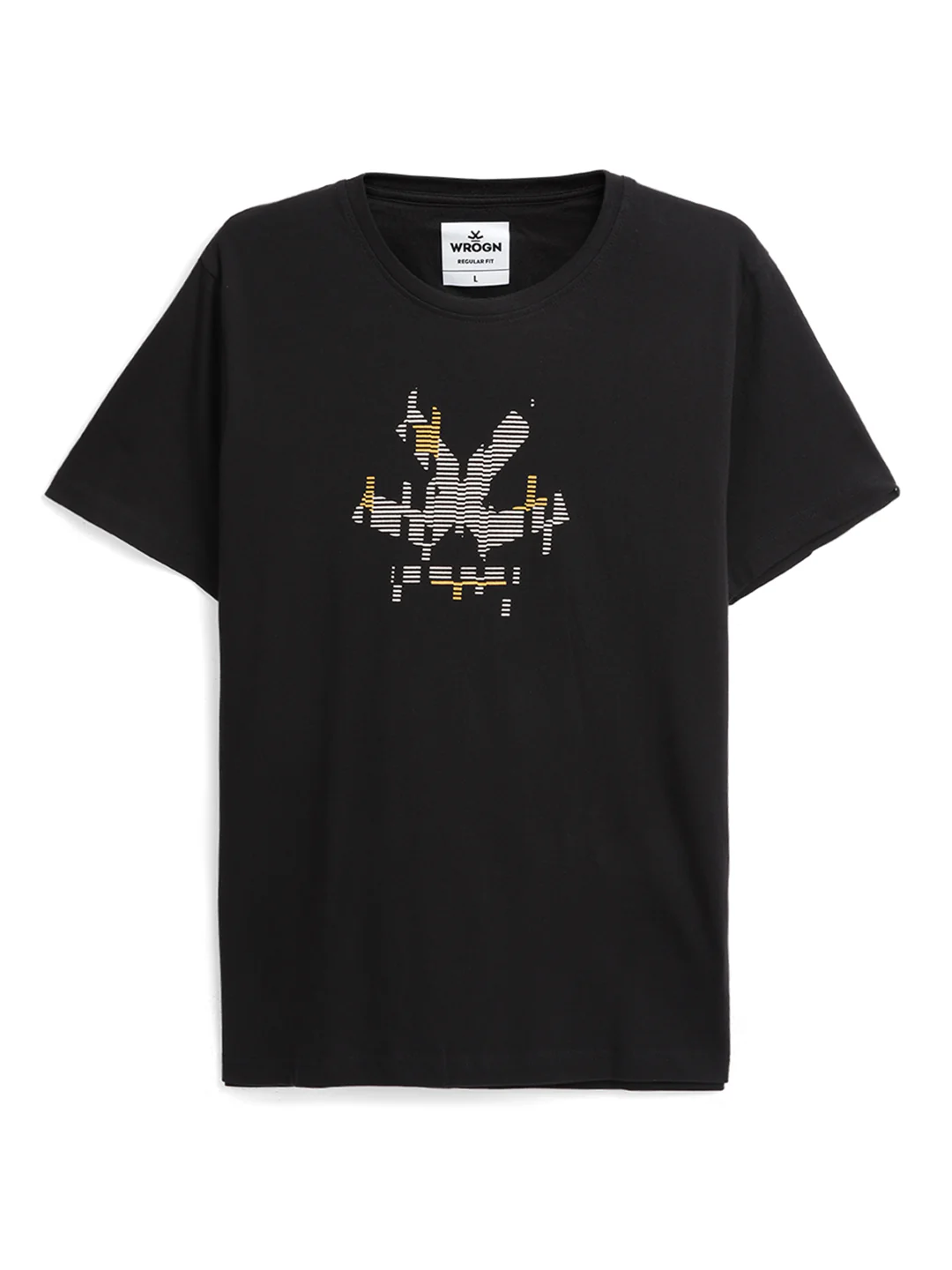 Glitched Logo Print Black T-Shirt - Image 7