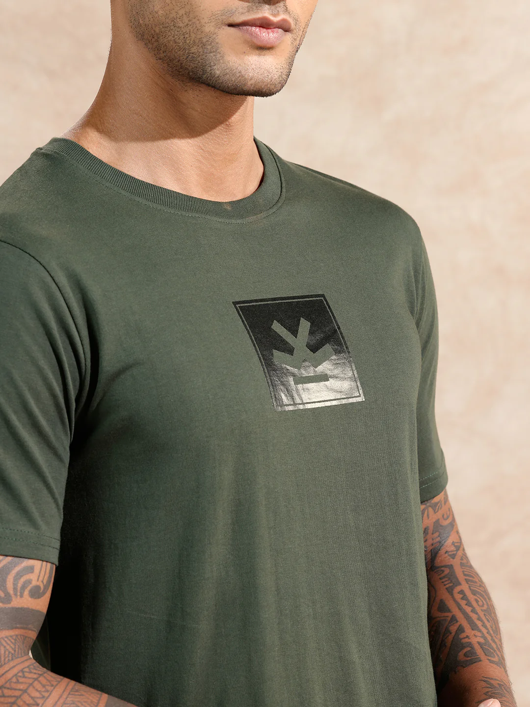 Glossy Gel Printed T-Shirt | Olive - Image 5