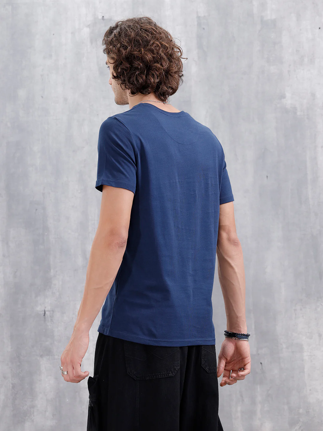Graffiti Inspired Chest Graphic Slim Fit T-Shirt | Navy Blue - Image 3