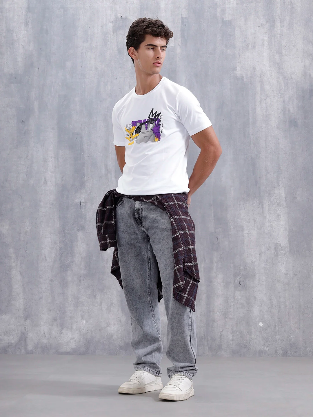 Graffiti Inspired Slim Fit Chest Graphic T-Shirt | White - Image 2
