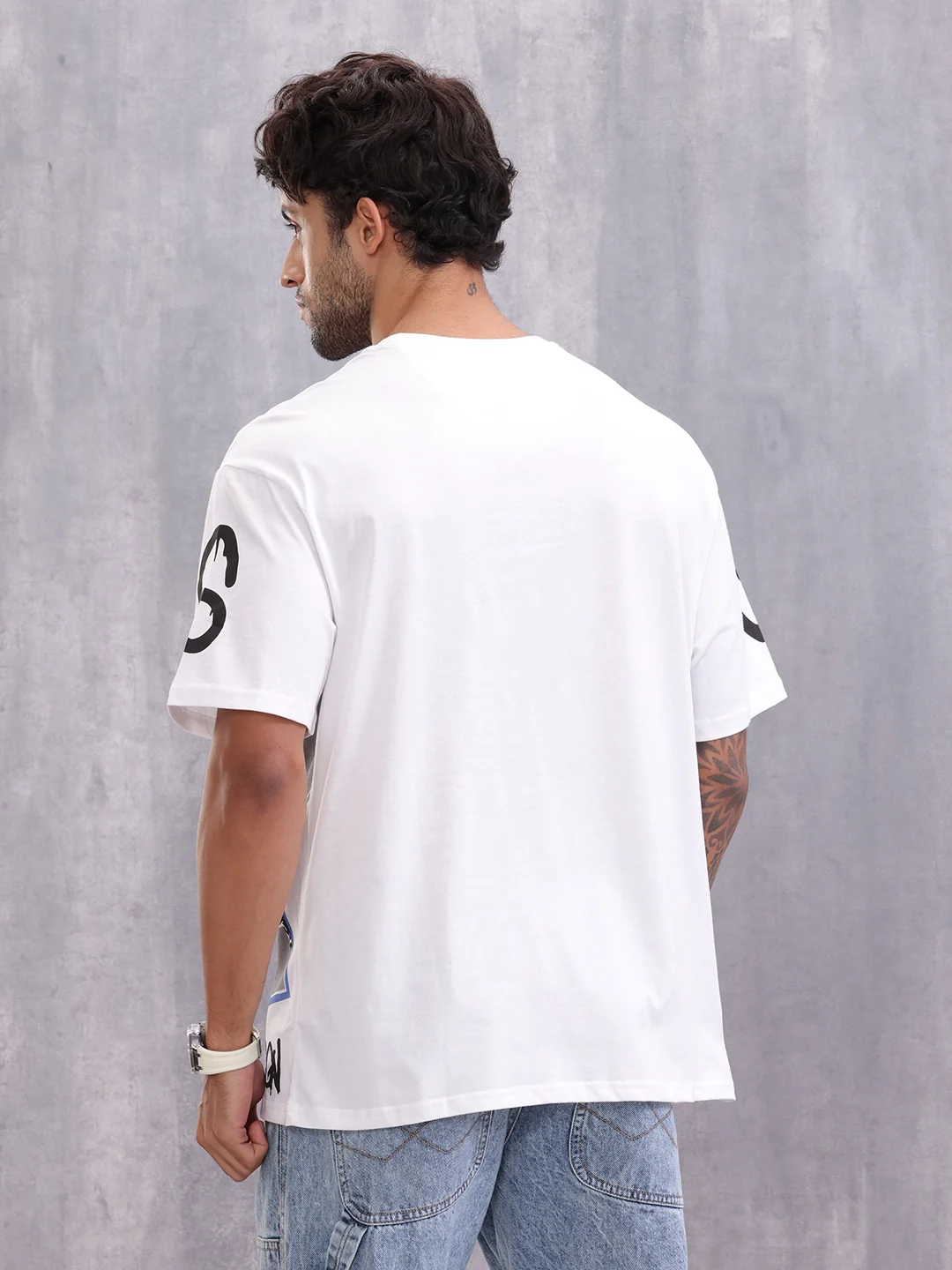Grafitti Inspired Logo Placement Print Oversized Fit T-Shirt | White - Image 3