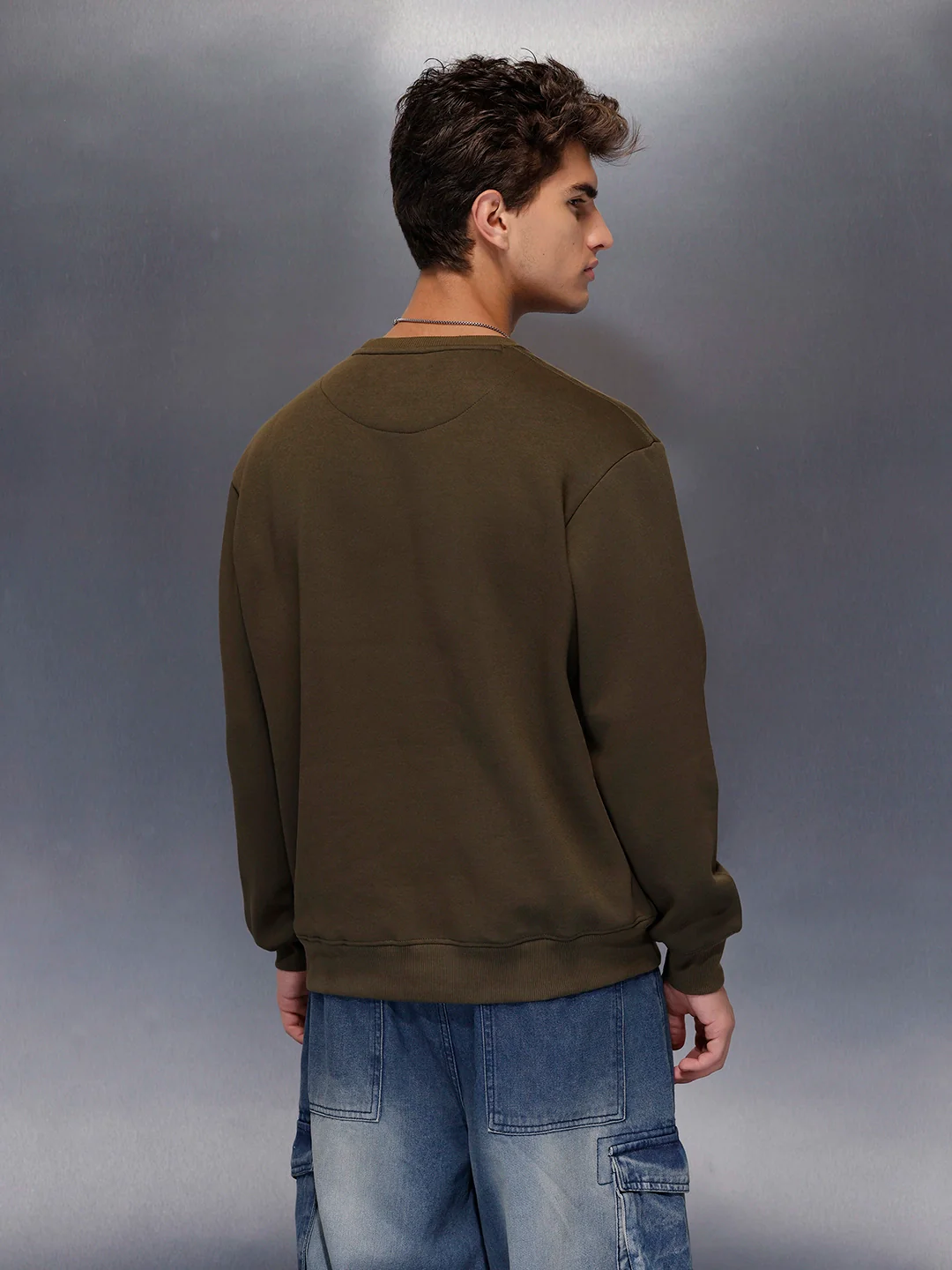Graphic Accent Sweatshirt | Olive - Image 9