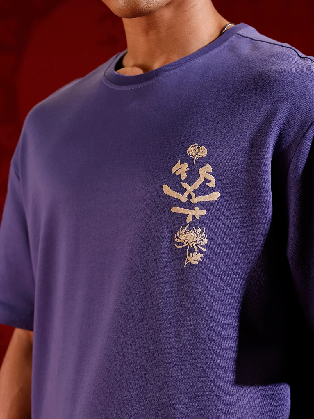 Graphic chest print oversized T-shirt | Dark blue - Image 7
