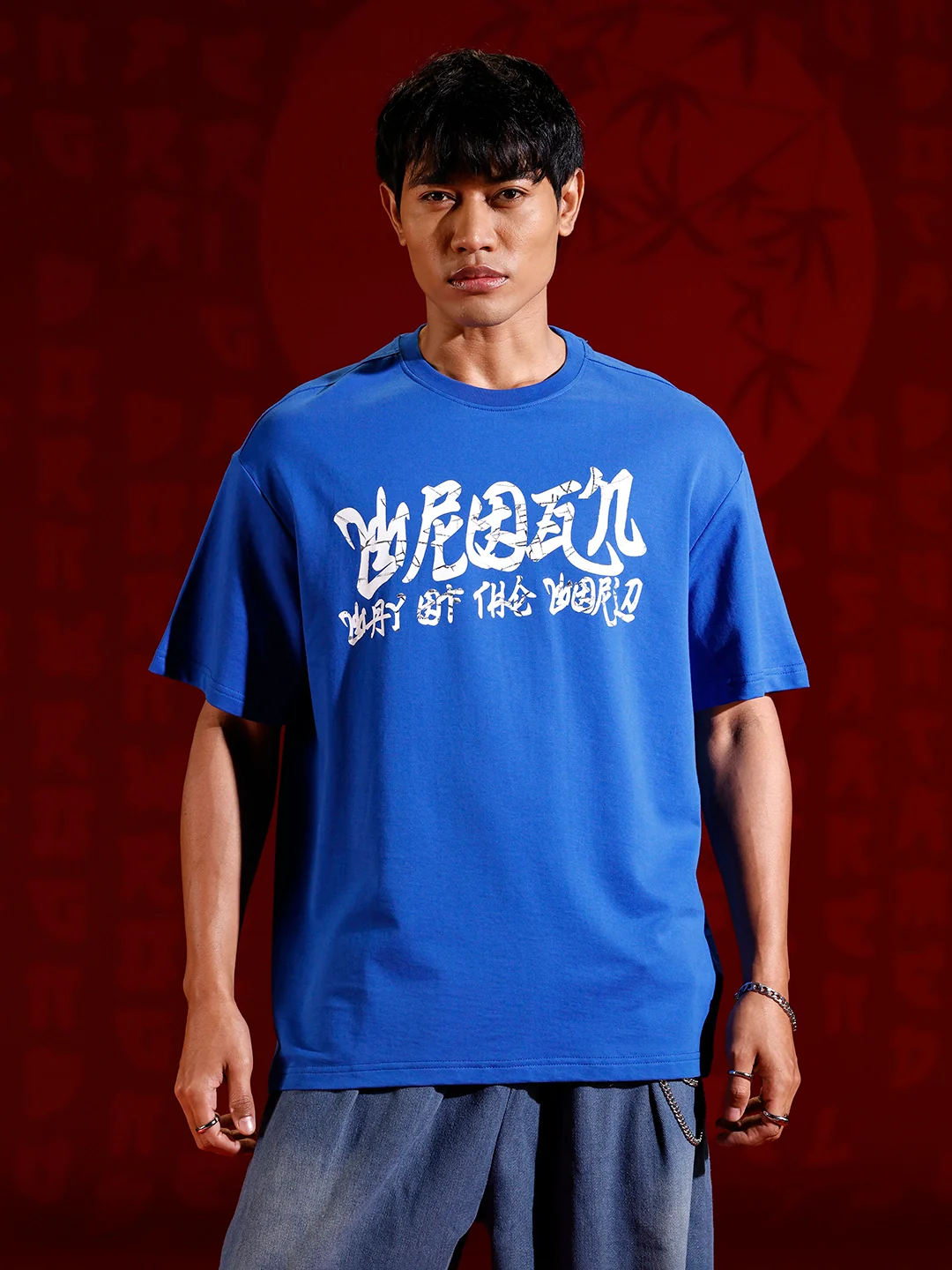 Graphic chest print T-shirt | Blue - Image 3