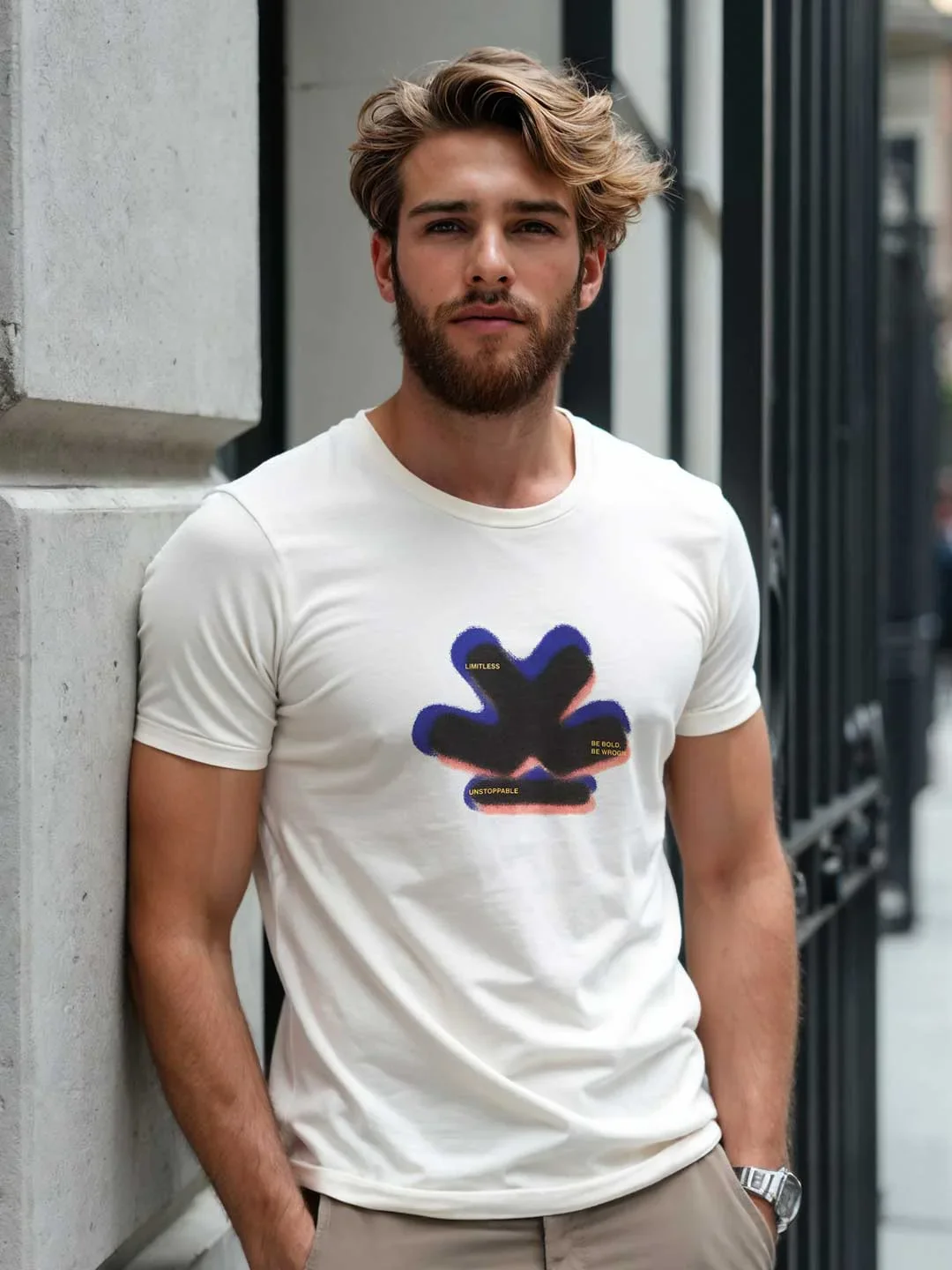 Graphic Print Slim Fit T-Shirt | Off White - Image 2