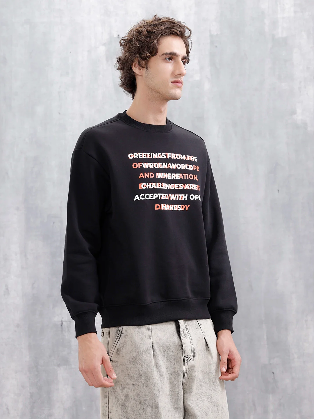 Graphic Printed Casual Sweatshirt For Men | Black - Image 4