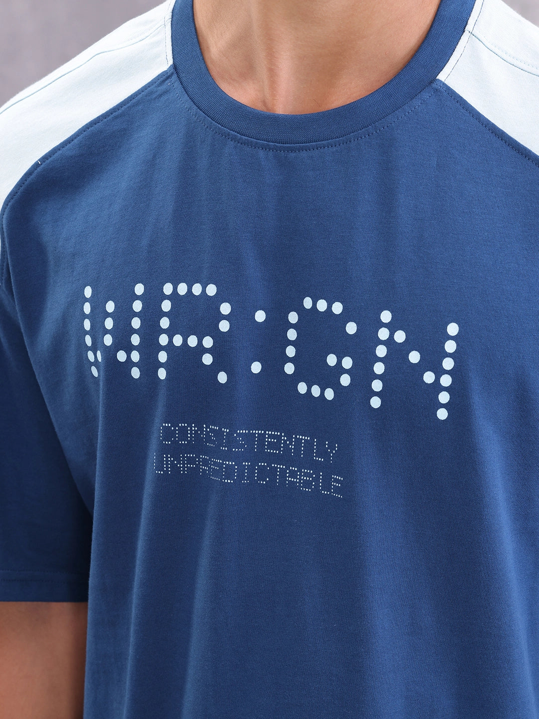 Graphic Printed Oversized Fit Cut &Sew T-Shirt | Blue - Image 5