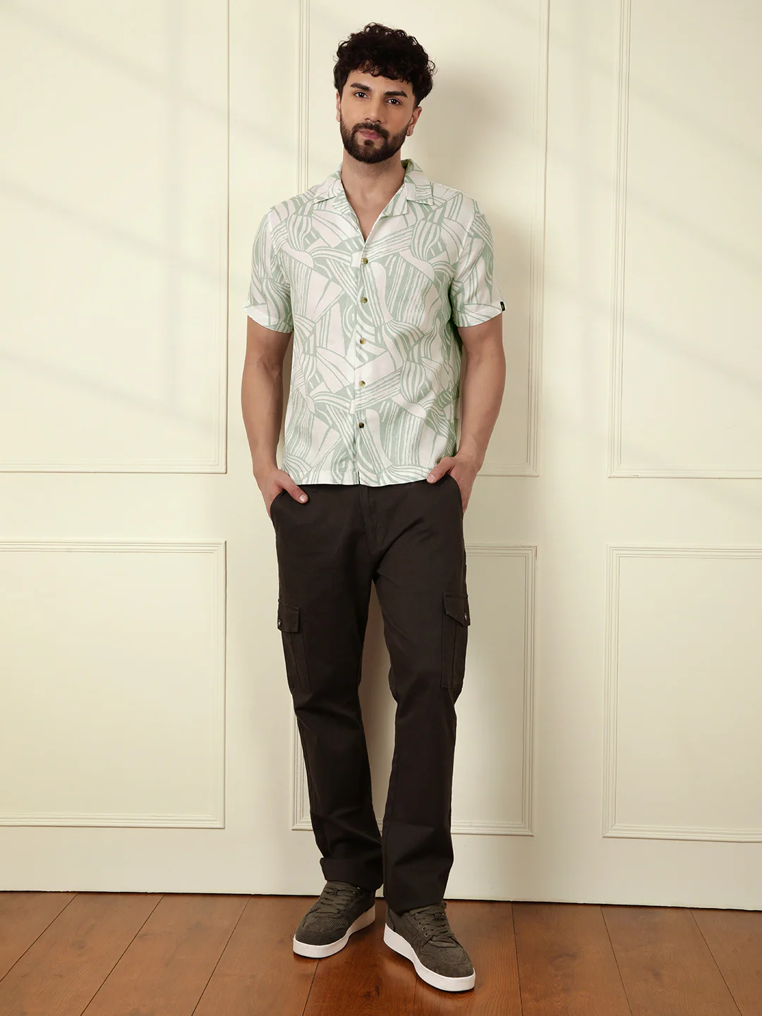 Textured Patterns AOP Shirt | Light Green - Image 2
