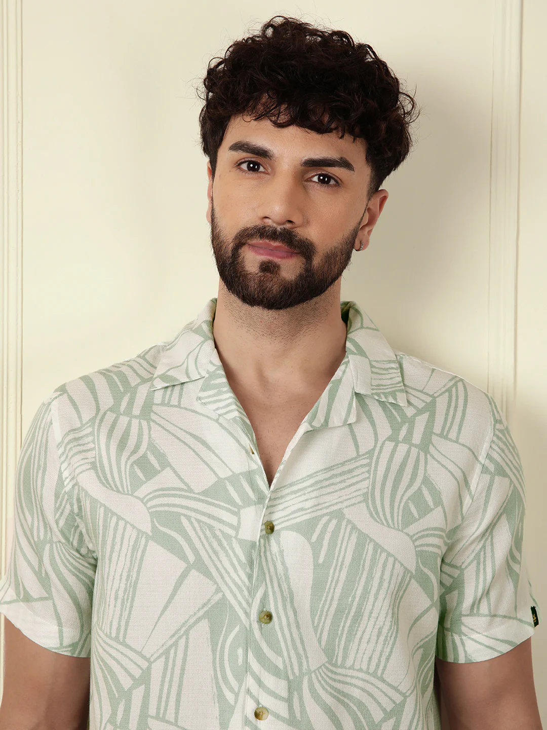 Textured Patterns AOP Shirt | Light Green - Image 5