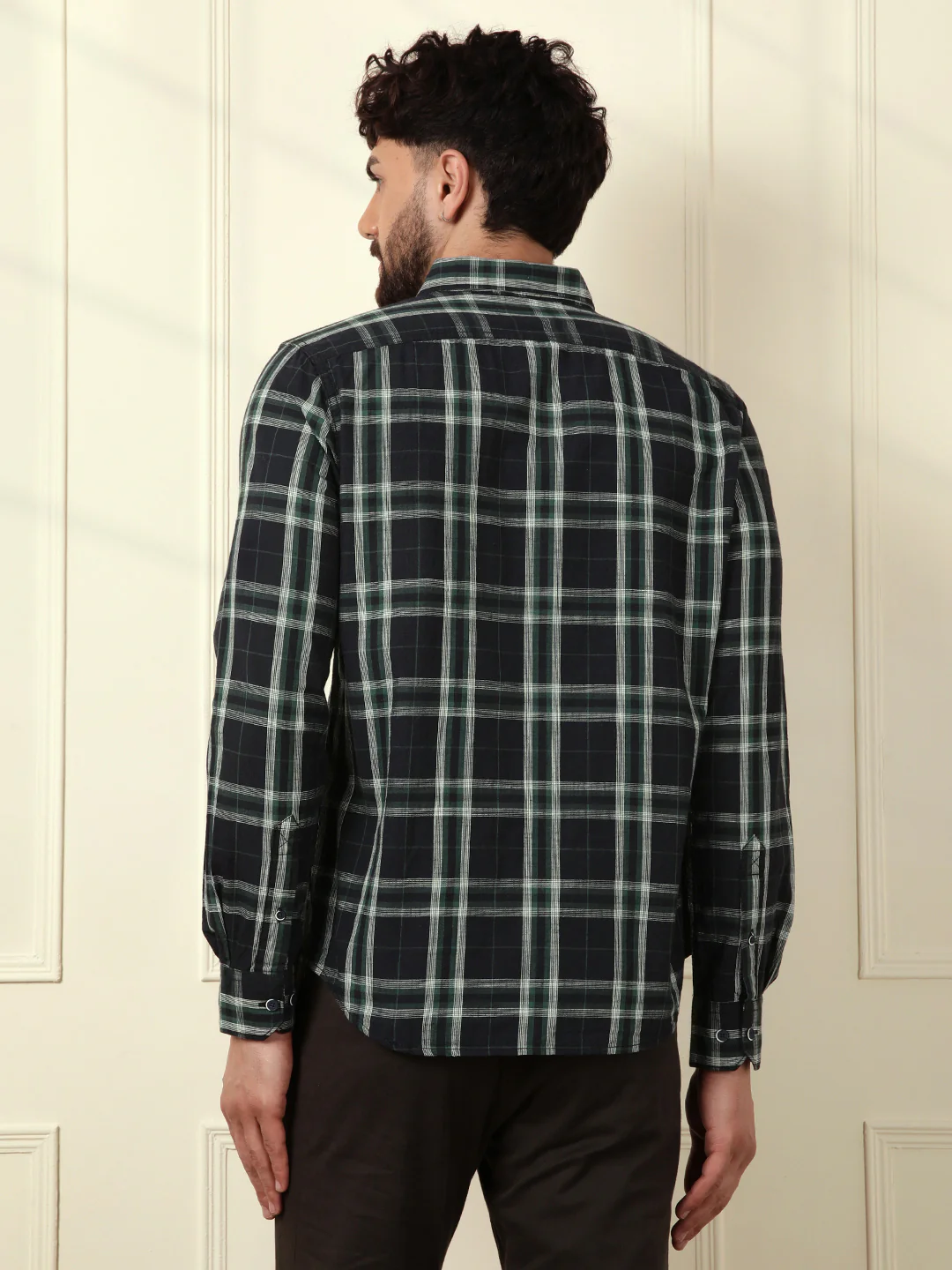 Green Slim Fit Checked Shirt - Image 5