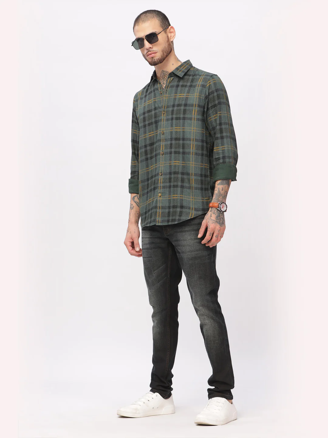 Green Squares Checked Shirt - Image 2