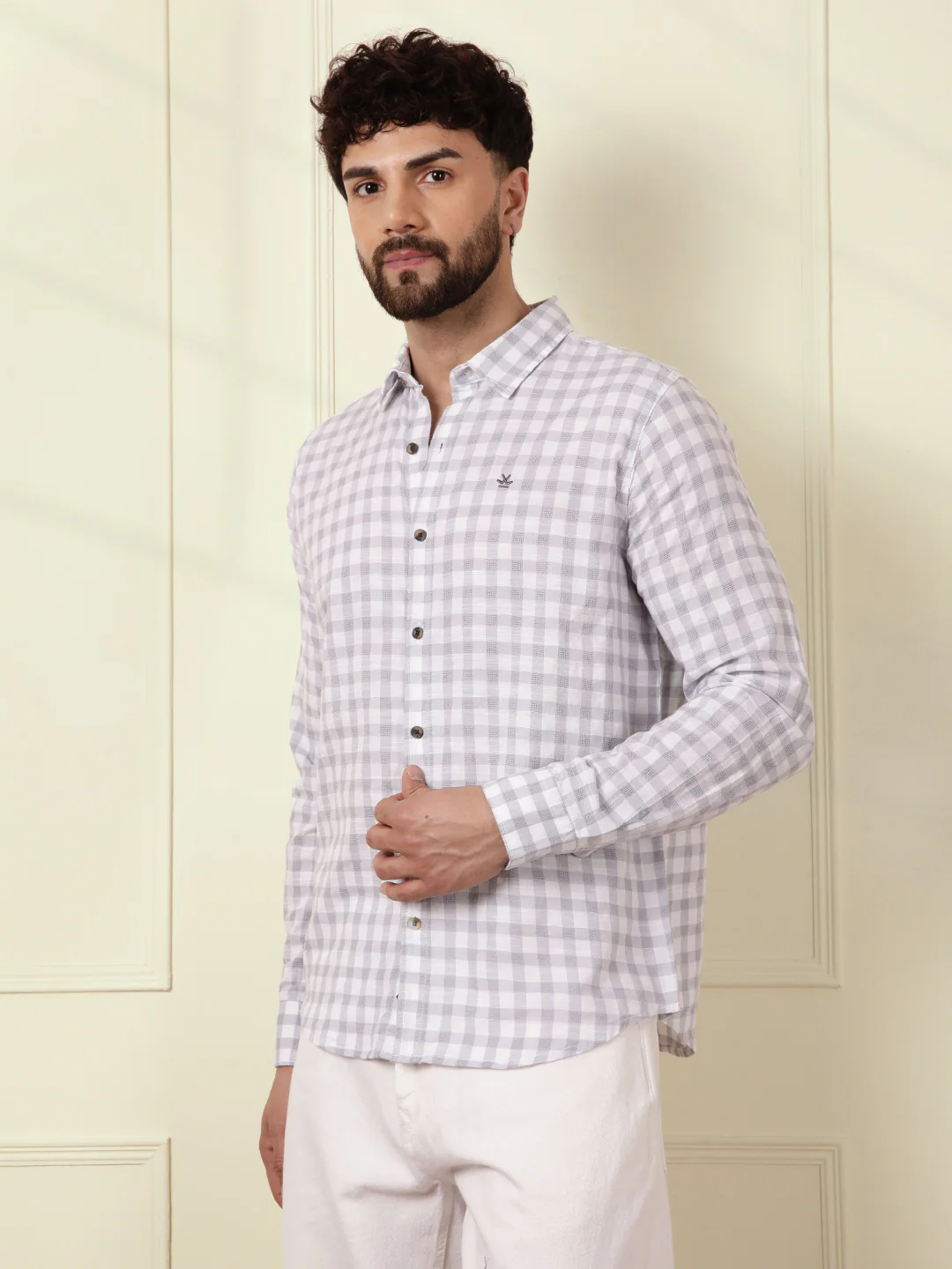 Textured Dobby Cotton Shirt | Grey - Image 5
