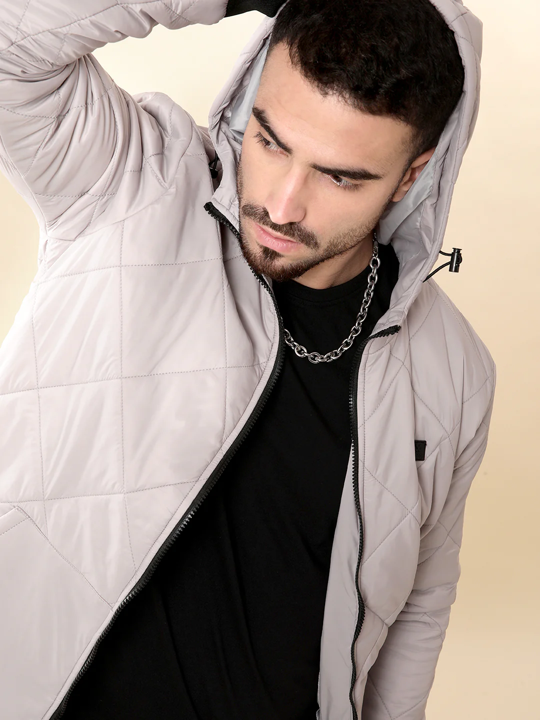 Grey Clouds Hooded Puffer Jacket - Image 3