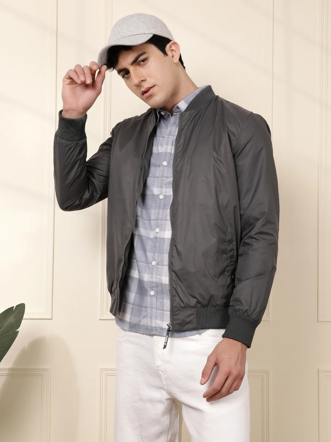 Grey Nylon Bomber Jacket - Image 4