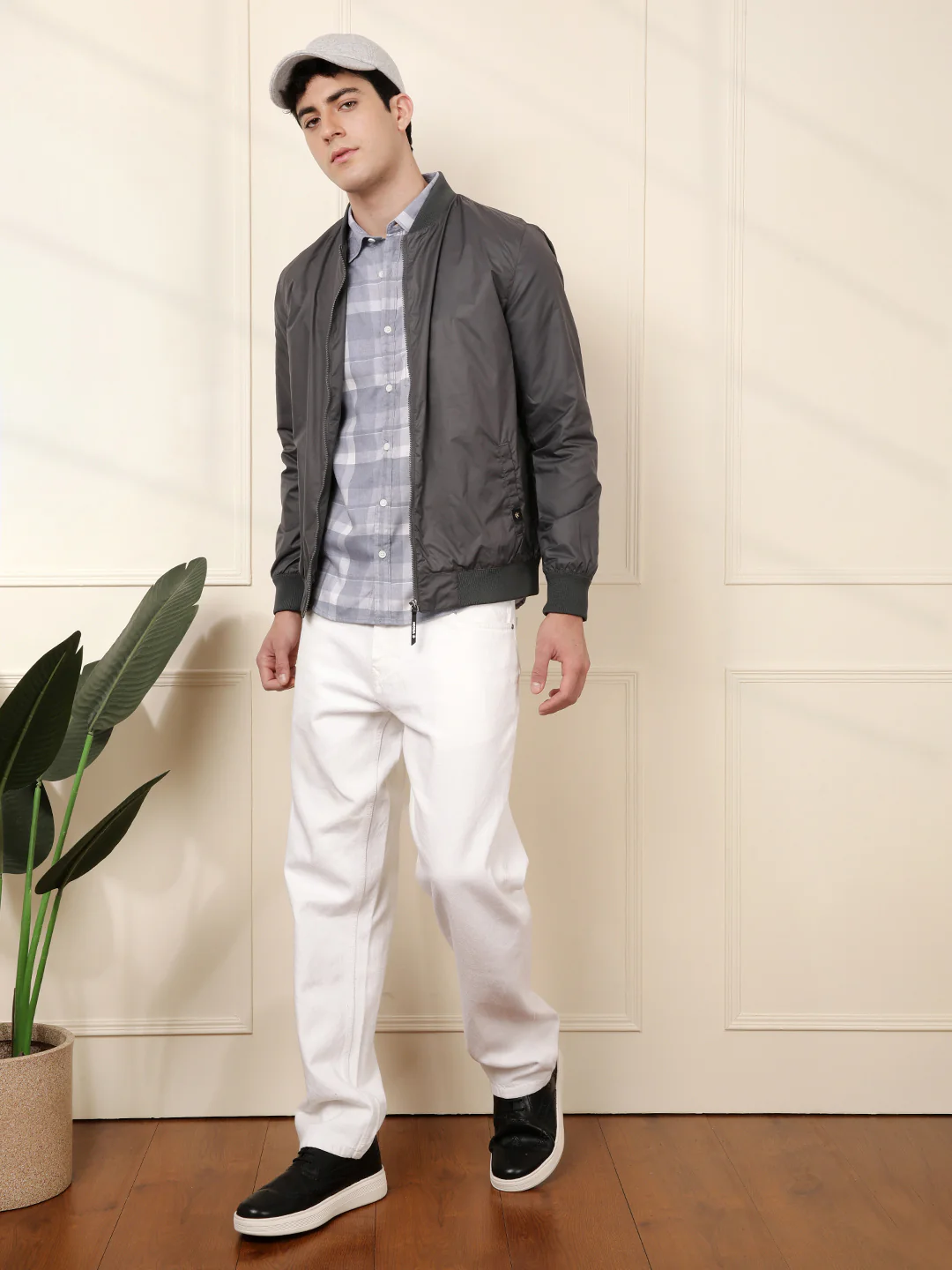 Grey Nylon Bomber Jacket - Image 5