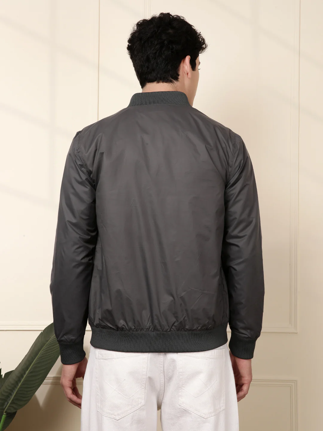 Grey Nylon Bomber Jacket - Image 6