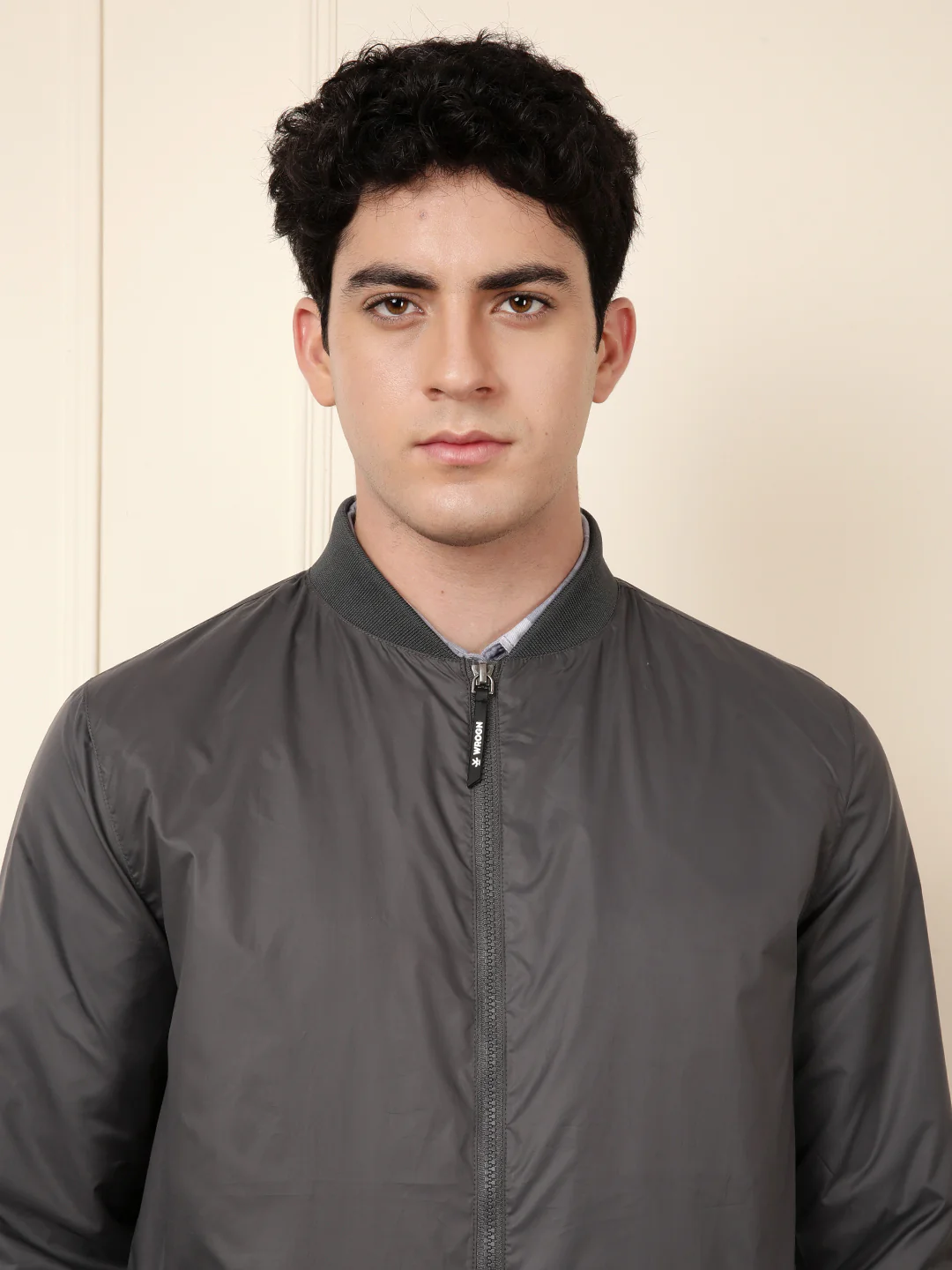 Grey Nylon Bomber Jacket - Image 8