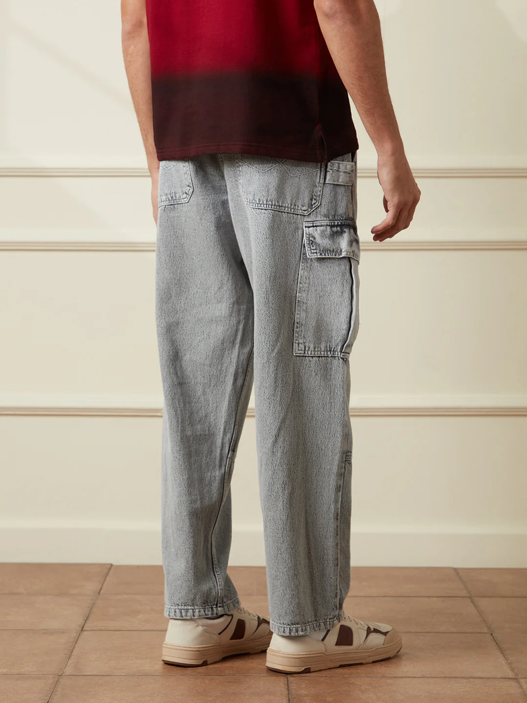 Casual Anti Fit Denim Cargo | Grey - Image 3