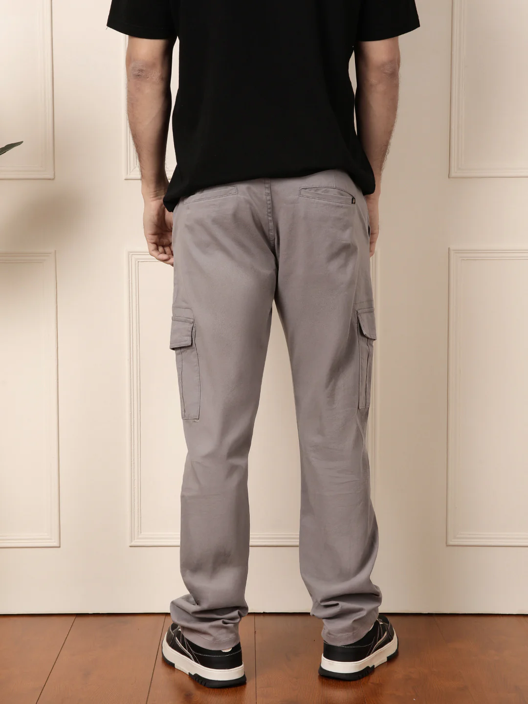 Peached Cotton Cargo Trouser | Grey - Image 3