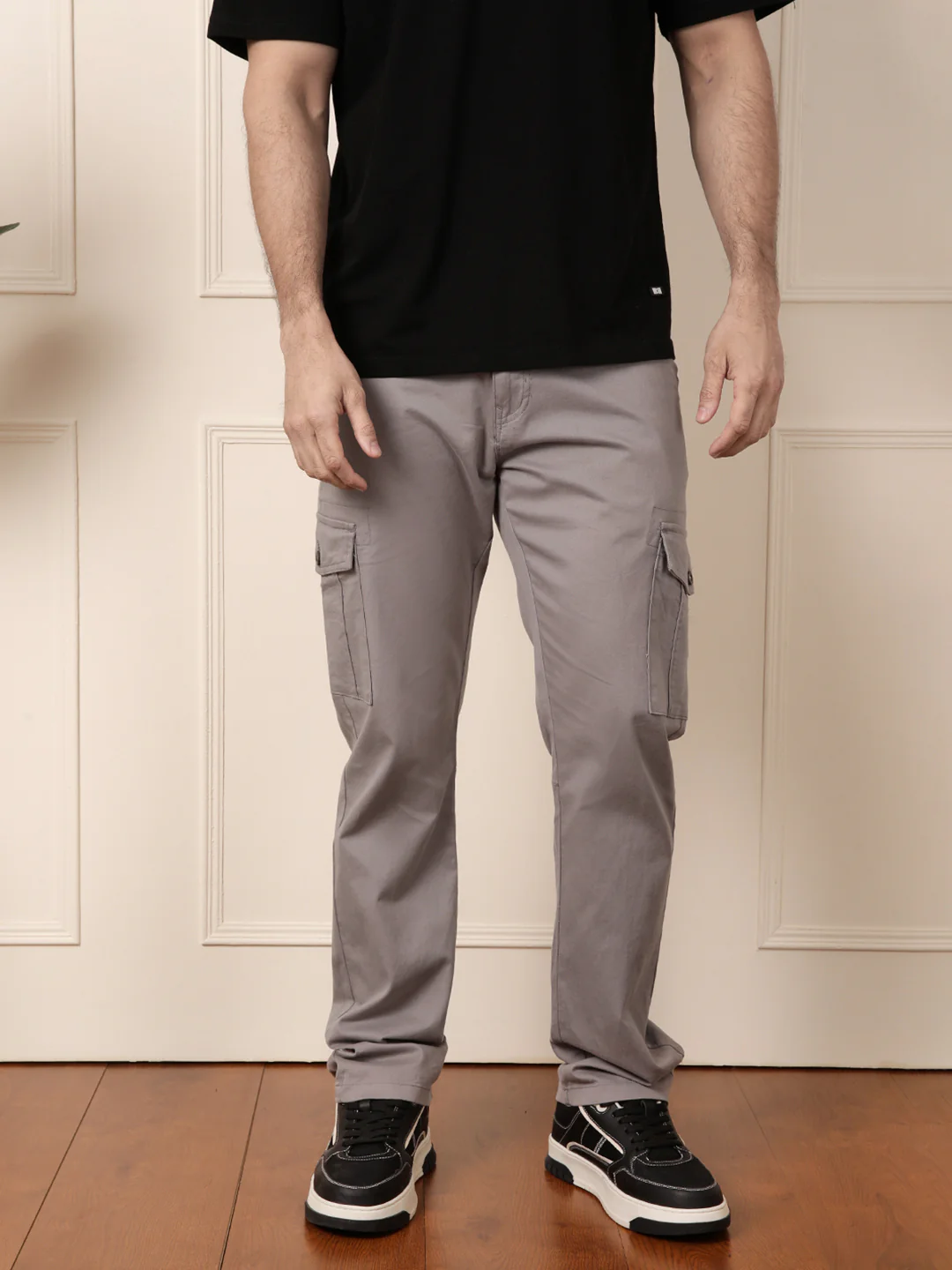Peached Cotton Cargo Trouser | Grey - Image 6