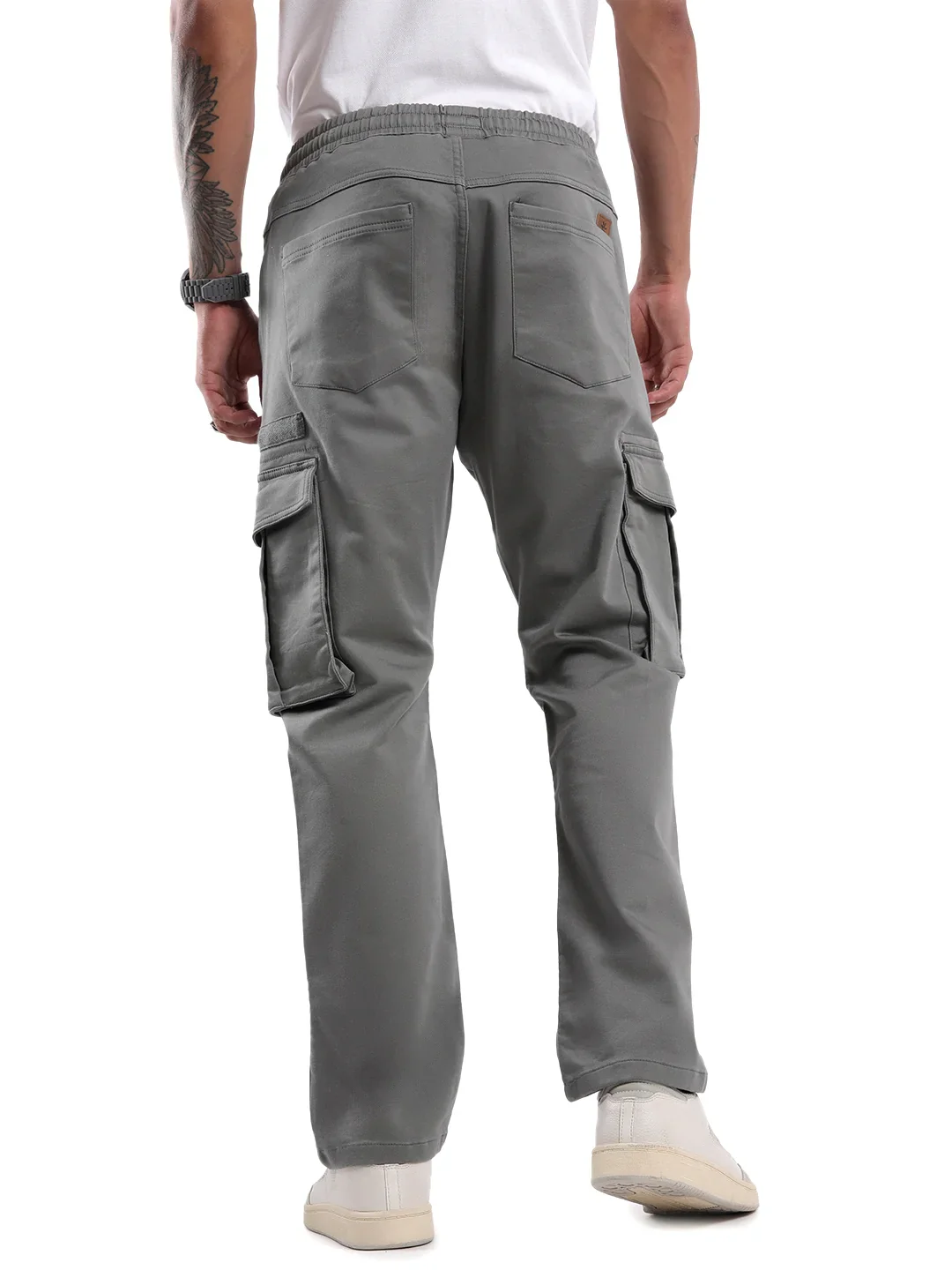 Grey Straight Fit Cargo Trousers - Image 4