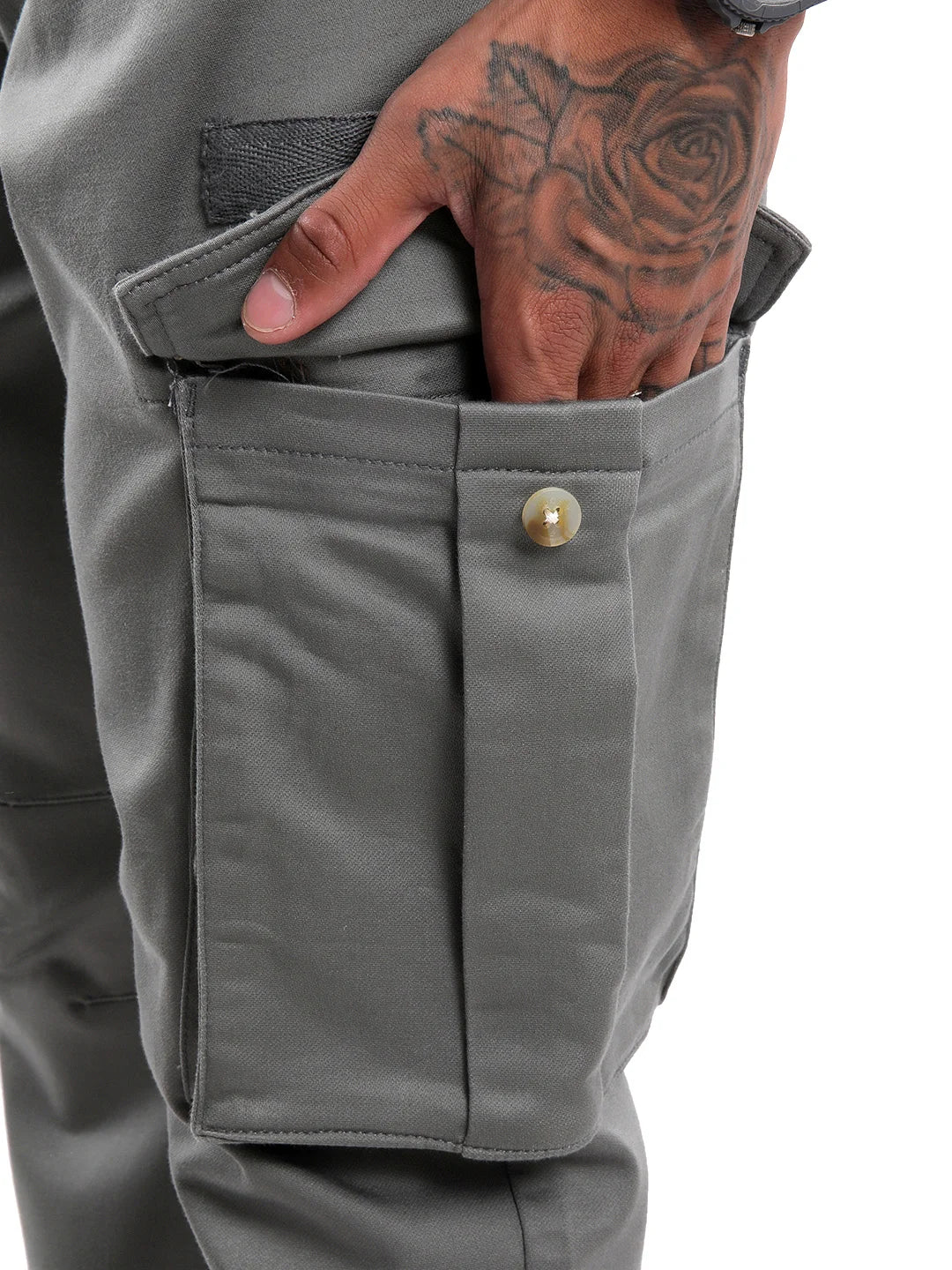Grey Straight Fit Cargo Trousers - Image 7