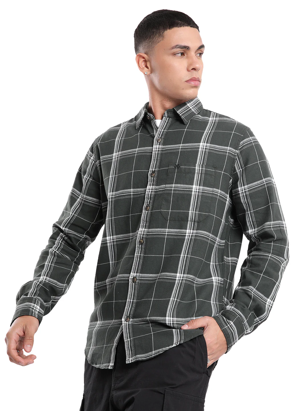 Grey & White Classic Checked Shirt - Image 4