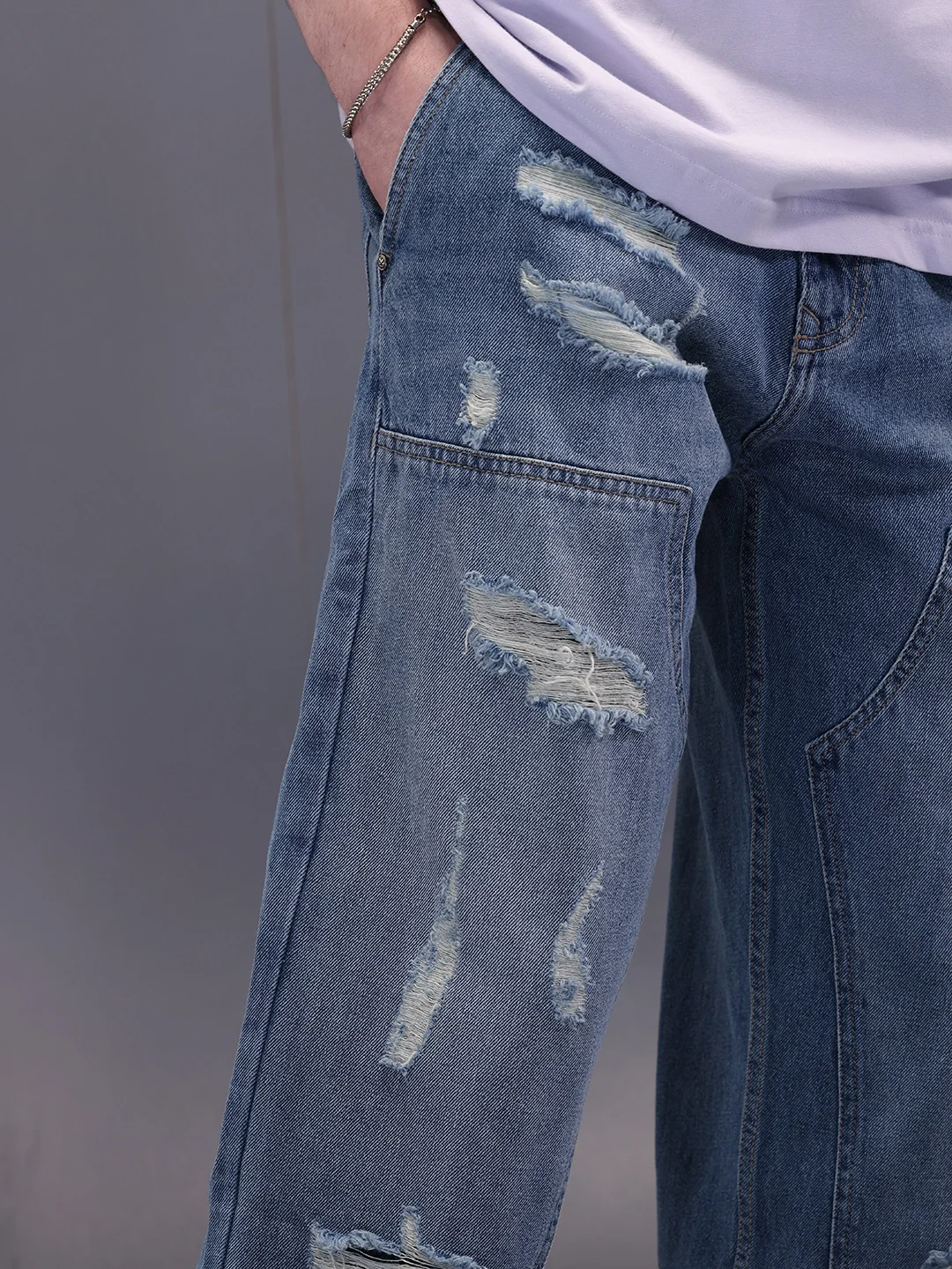 Heave Distress Loose Fit Jeans | Blue - Image 5