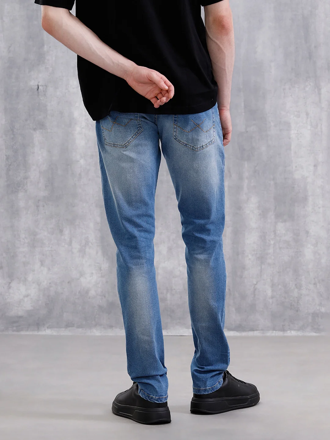 Heavy Distress Slim Tapered Jeans | Blue - Image 3