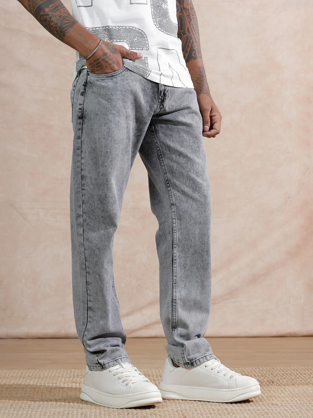 Heavy Fade Anti Fit Jeans | Light Grey - Image 5