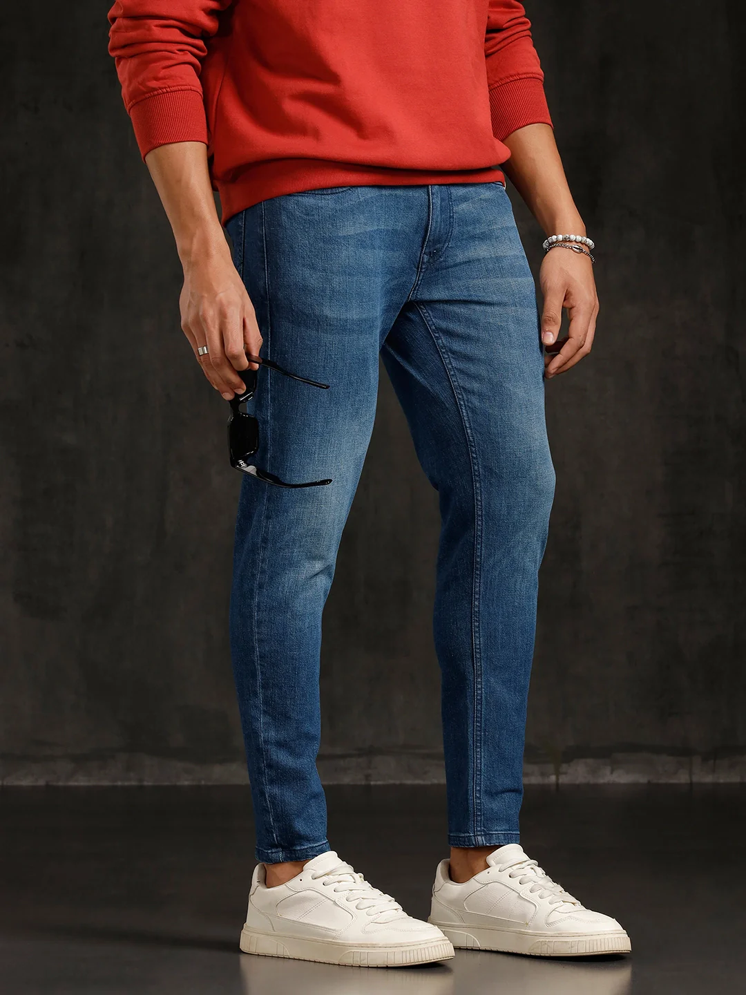 Heavy Fade Skinny Crop Jeans | Blue - Image 4