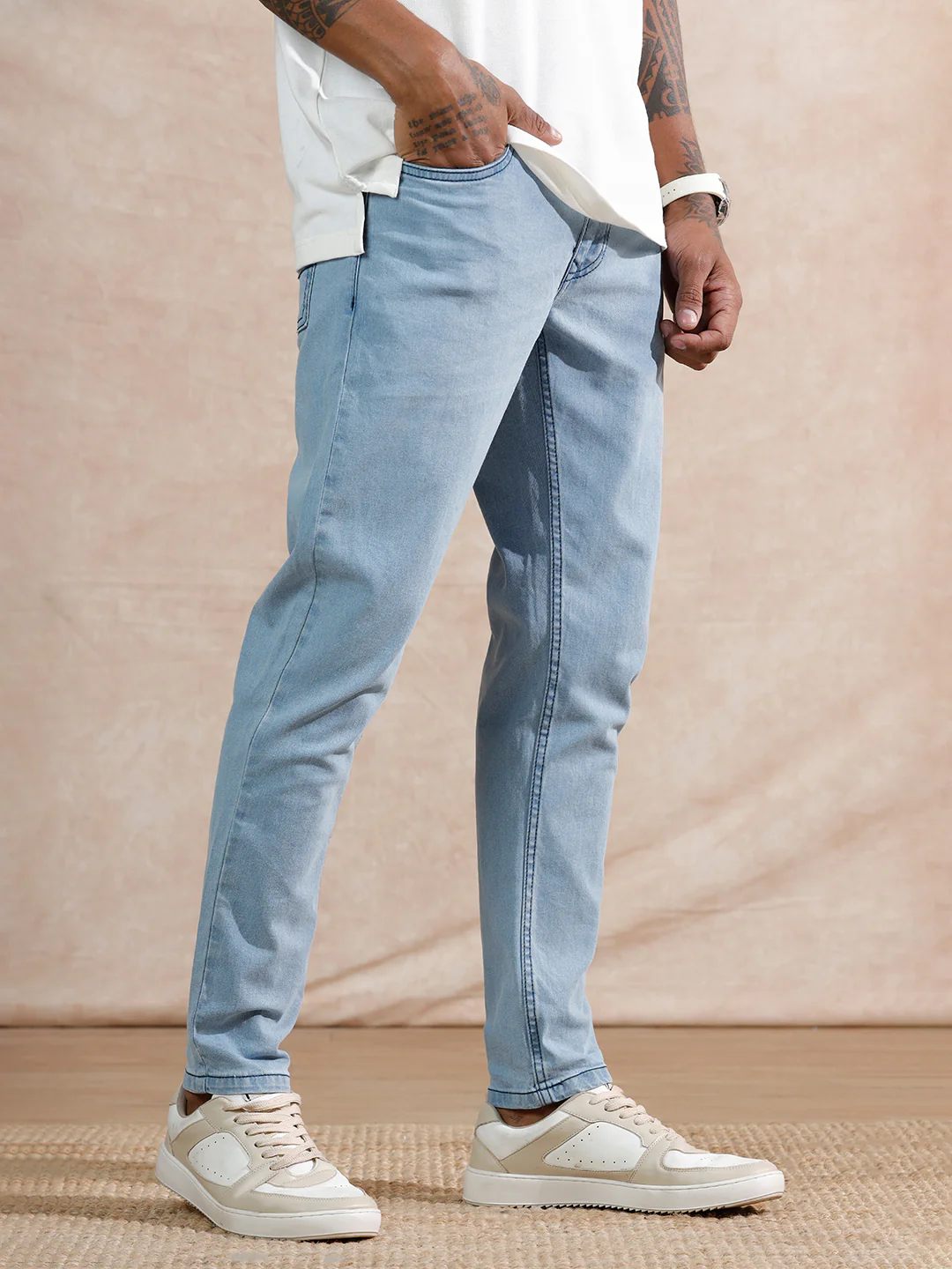 Heavy Fade Skinny Crop Jeans | Light Blue - Image 4