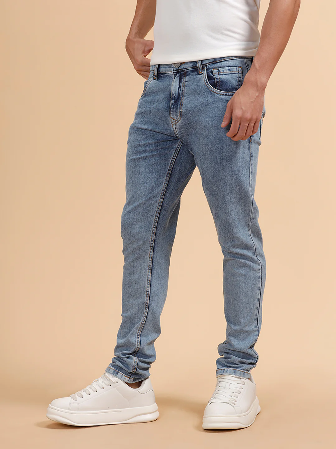 Heavy Fade Slim Fit Jeans | Light Blue - Image 4