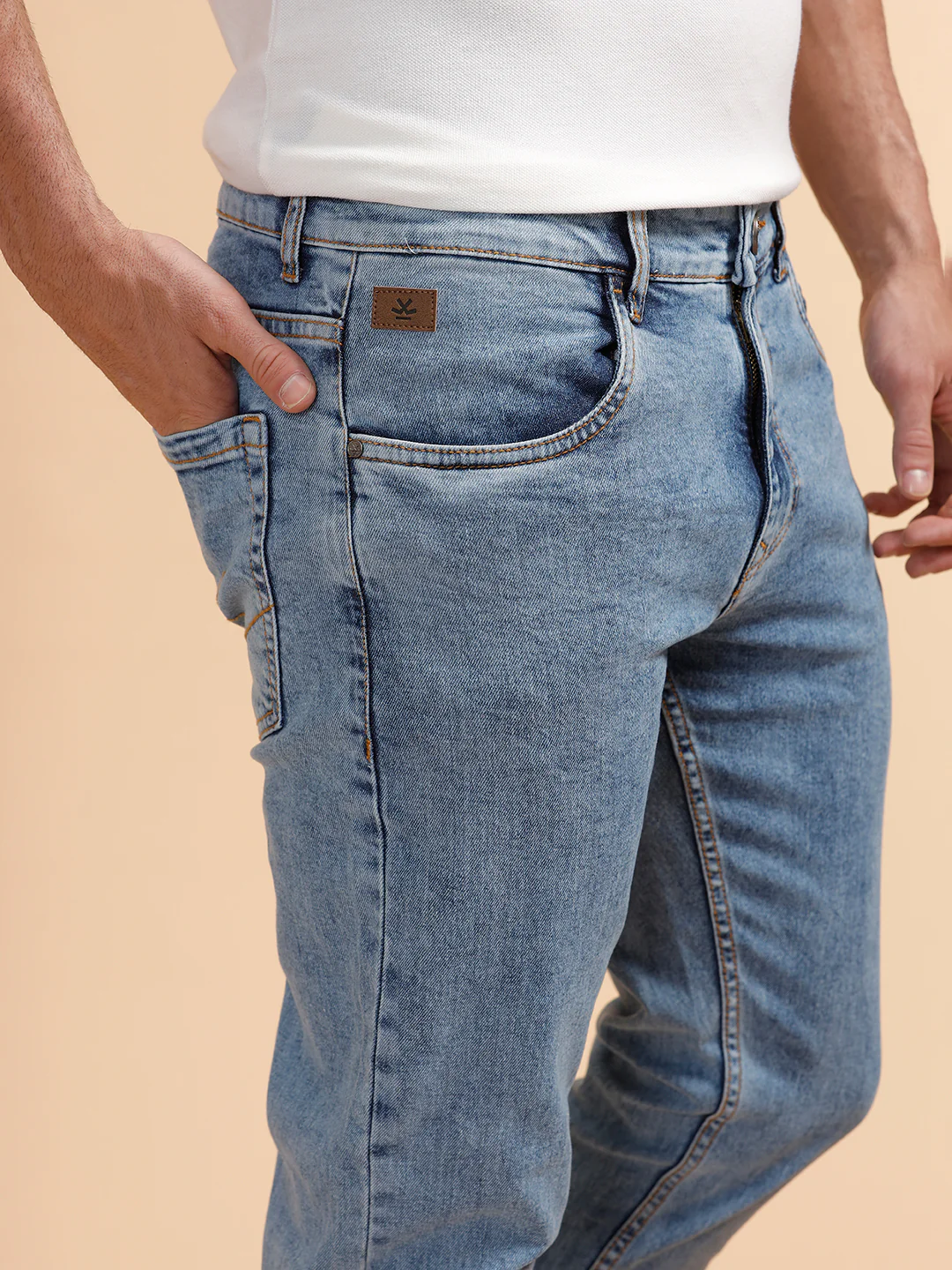 Heavy Fade Slim Fit Jeans | Light Blue - Image 5