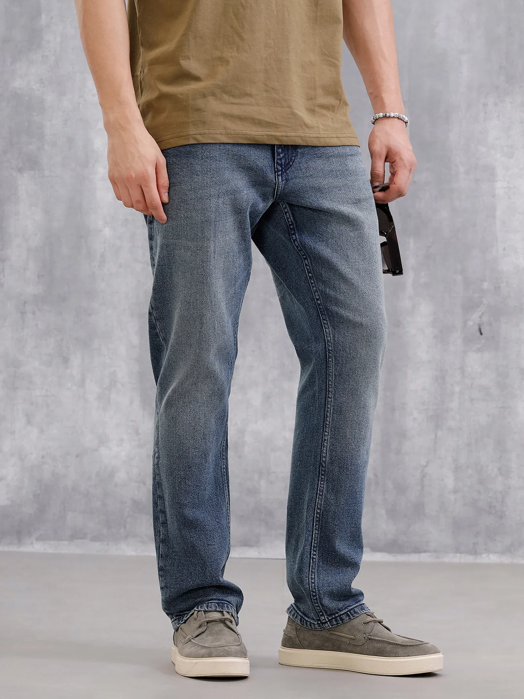 Heavy Faded Straight Fit Jeans | Blue - Image 4
