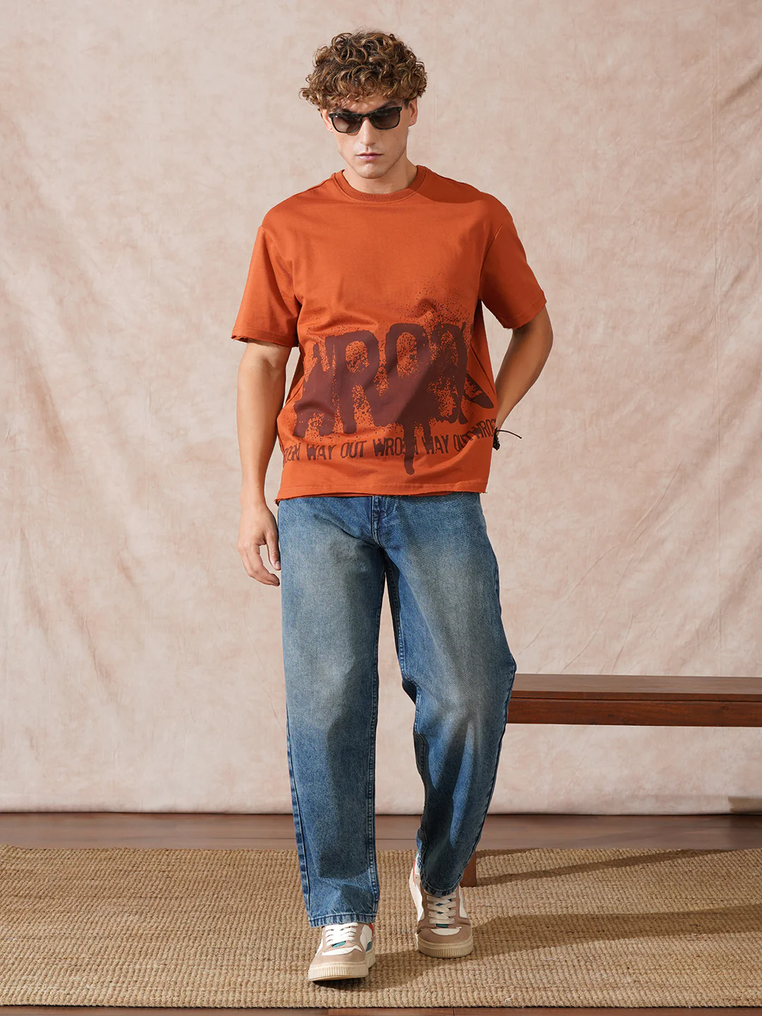 Heavy GSM Distressed Oversized Fit T-Shirt | Orange - Image 2