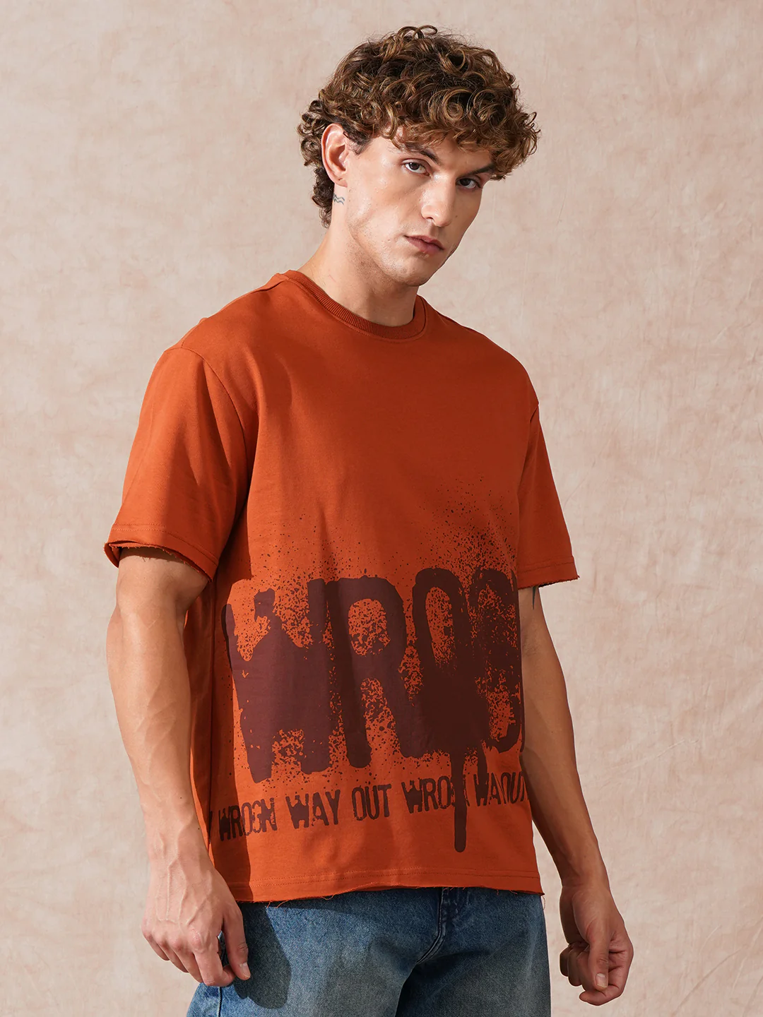 Heavy GSM Distressed Oversized Fit T-Shirt | Orange - Image 4