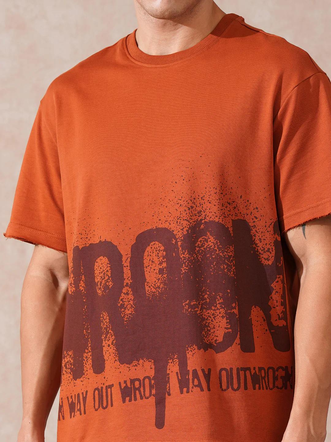 Heavy GSM Distressed Oversized Fit T-Shirt | Orange - Image 5
