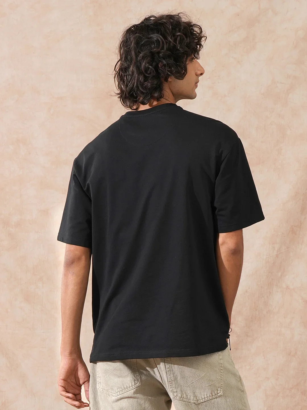 Heavy GSM Placement Printed T-Shirt | Black - Image 4