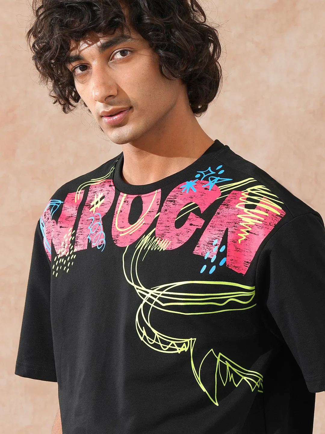 Heavy GSM Placement Printed T-Shirt | Black - Image 6