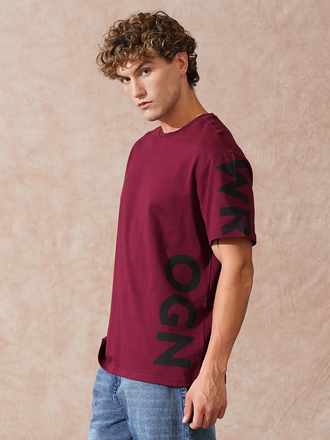 Heavy GSM Printed Oversized T-Shirt | Wine - Image 2