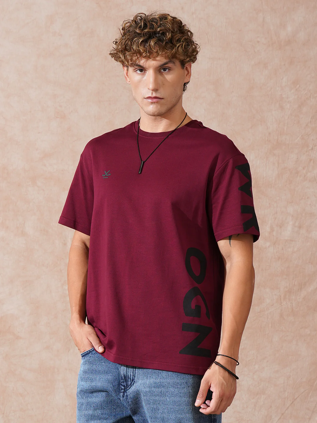 Heavy GSM Printed Oversized T-Shirt | Wine - Image 5