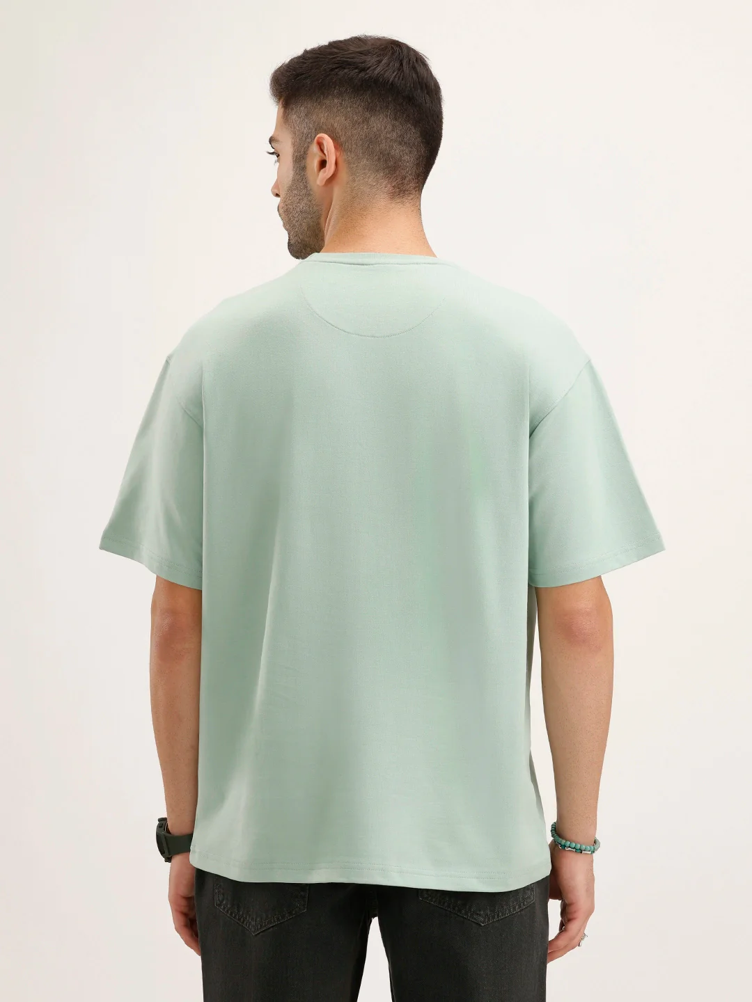Heavy GSM Watercolour Floral Printed T-Shirt | Green - Image 3