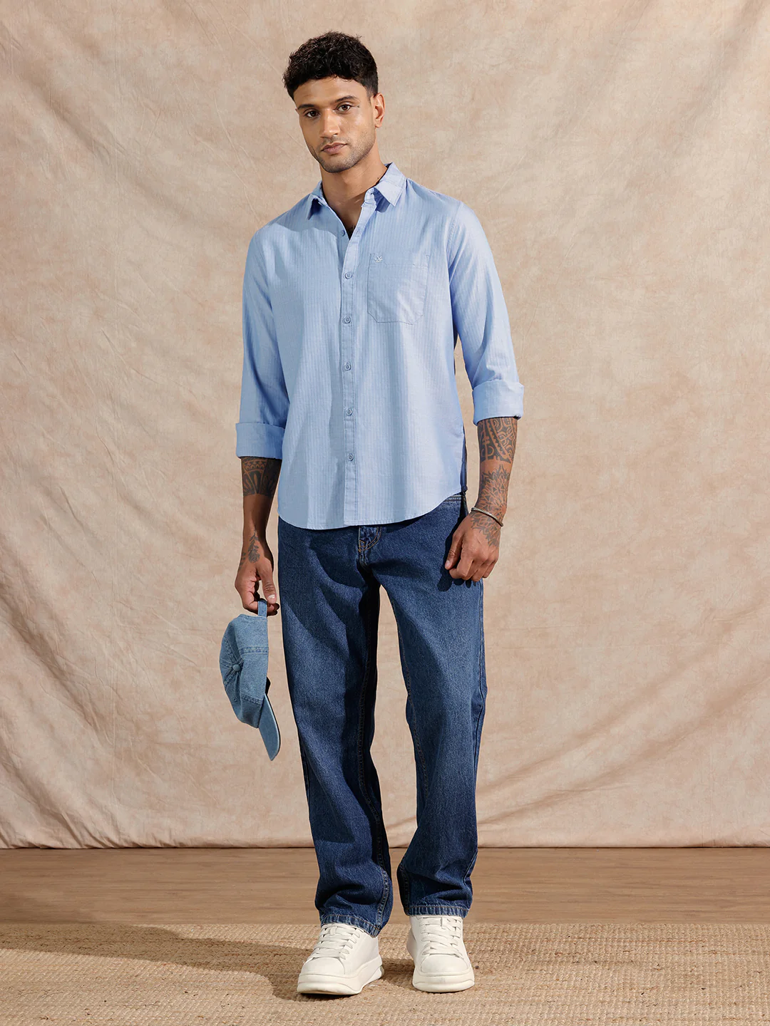 Herringbone Textured Shirt | Blue - Image 2